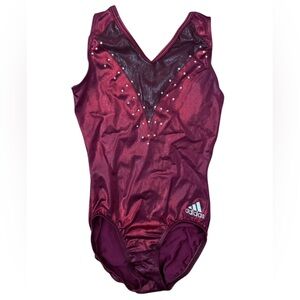 Burgundy Adidas leotard with rhinestones - CL